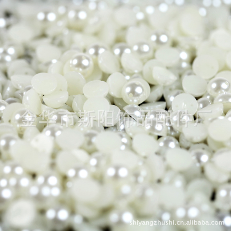 Baked paint semi-circular double-hole imitation pearl 8mm export jewelry accessories Clothing threading pearl direct sales from Yiwu factory details Picture