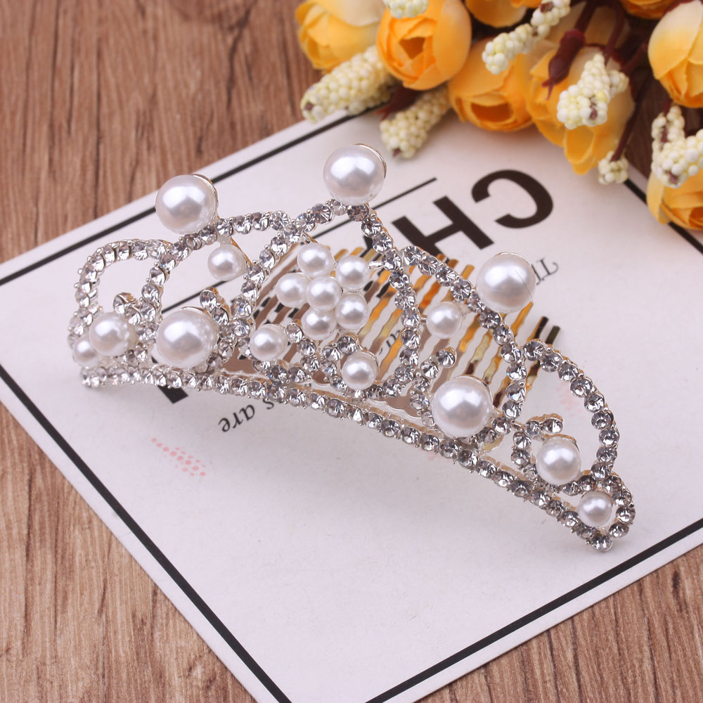 10-yuan store boutique supply: Children's crown headwear, water diamond hair comb, princess dance crown, girls' medium and large insert comb details Picture