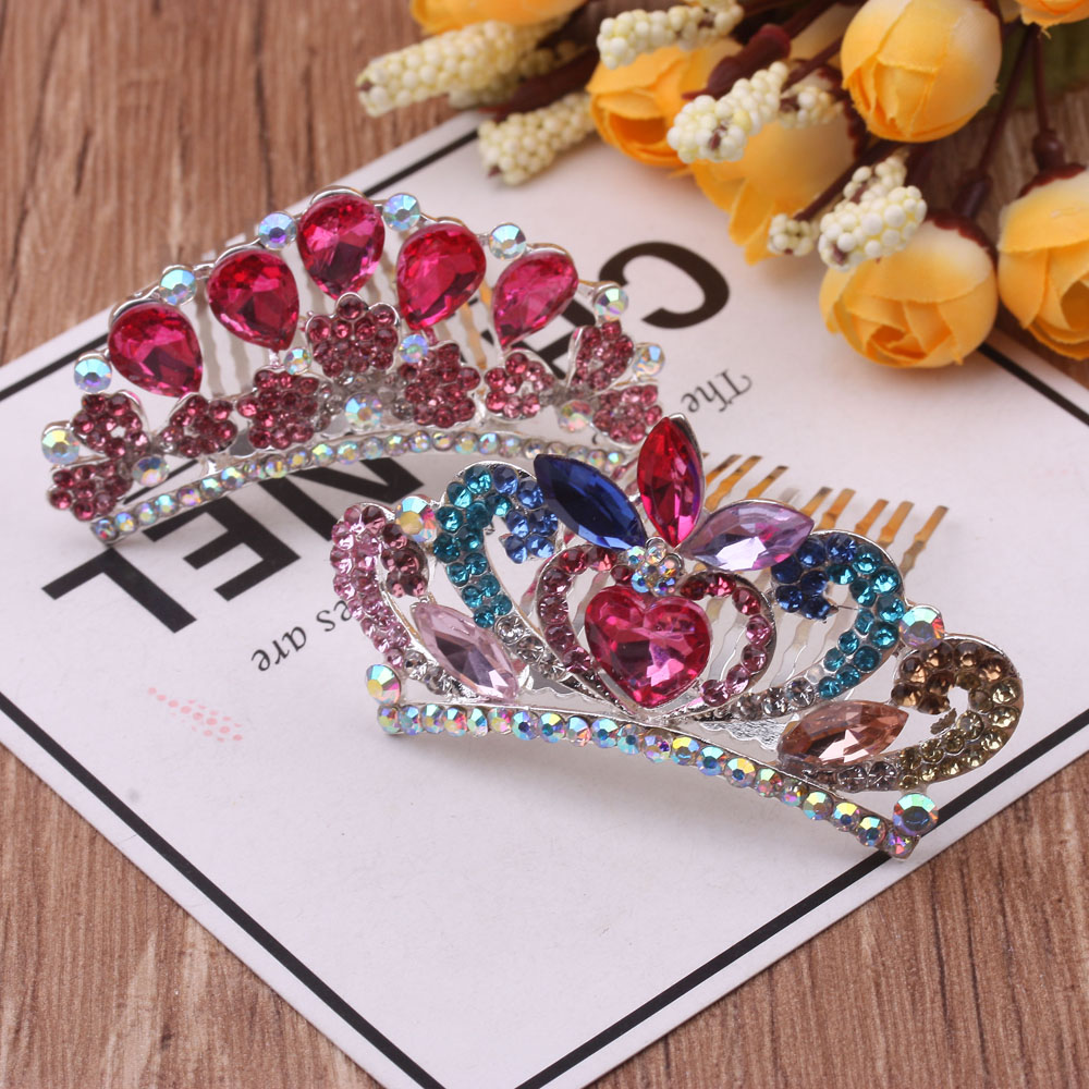 Shining children's water diamond crown/Princess updo crown Comb, Little girl performance Hairpin, Girls' water diamond headband