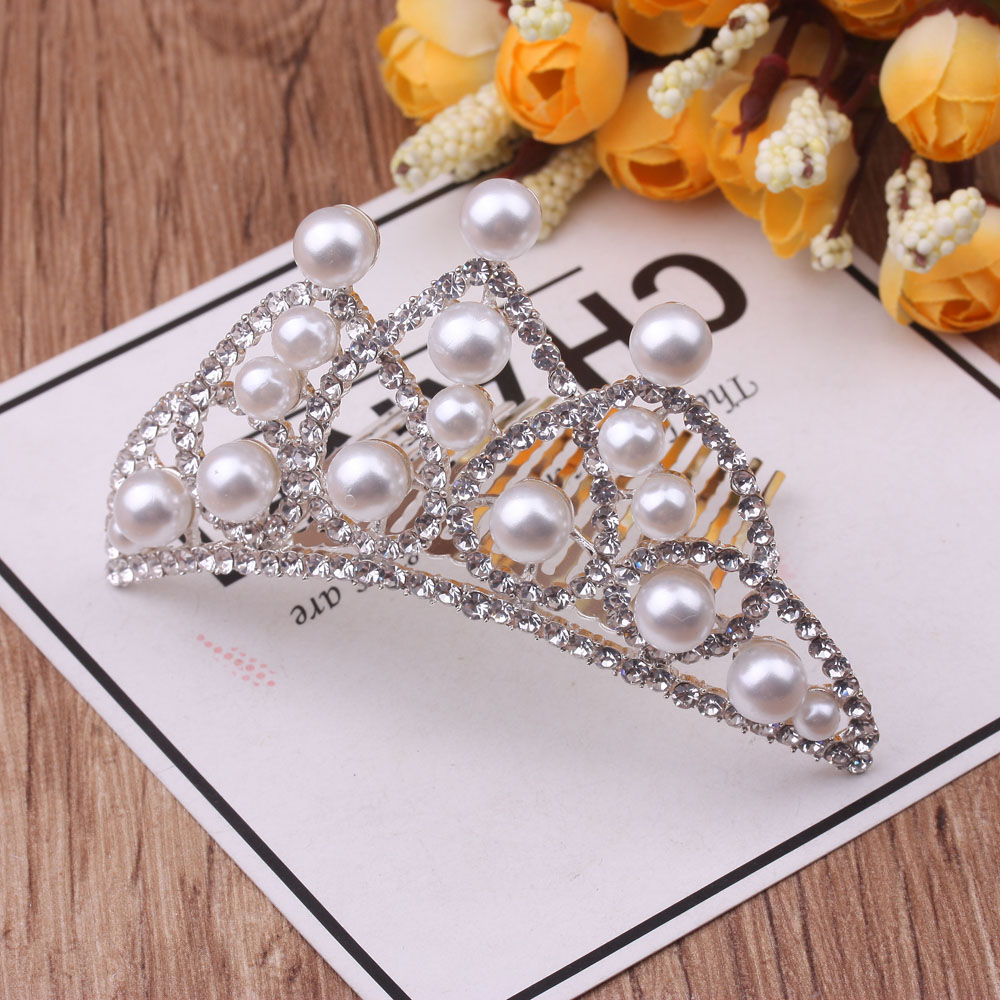 10-yuan store boutique supply: Children's crown headwear, water diamond hair comb, princess dance crown, girls' medium and large insert comb