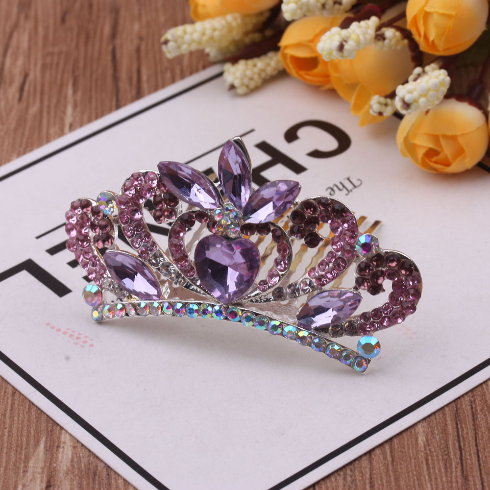 Shining children's water diamond crown/Princess updo crown Comb, Little girl performance Hairpin, Girls' water diamond headband Specification image