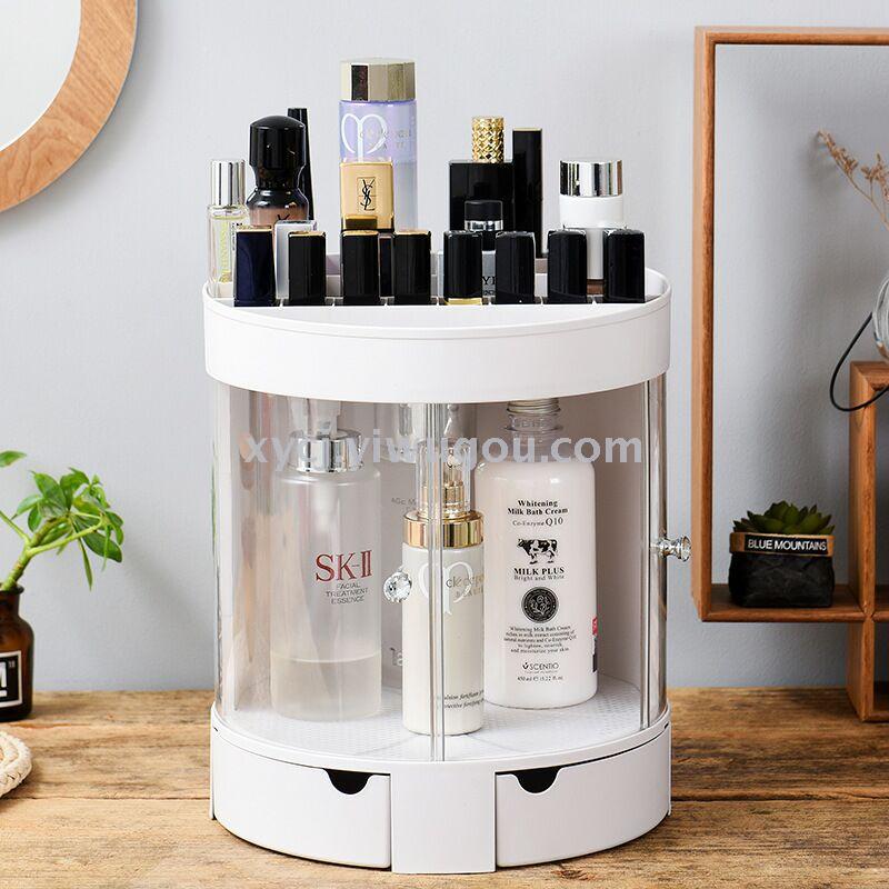 Rotating plastic cosmetic box, round cosmetic box