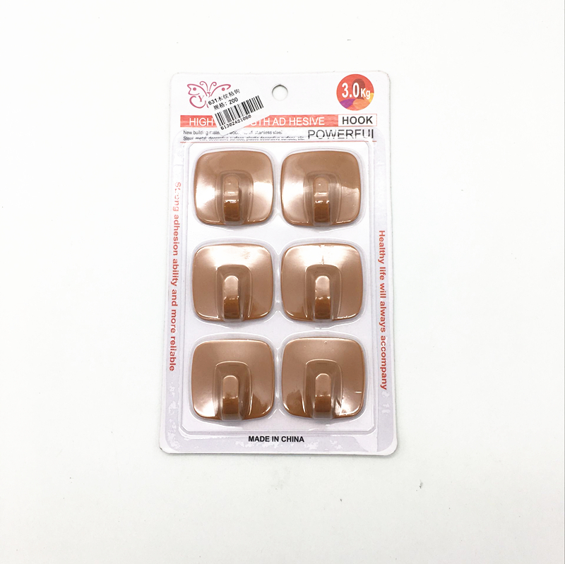 Sunshine Department Store's 6 wood-grain adhesive hooks, strong and seamless plastic adhesive hooks, clothing hooks details Picture