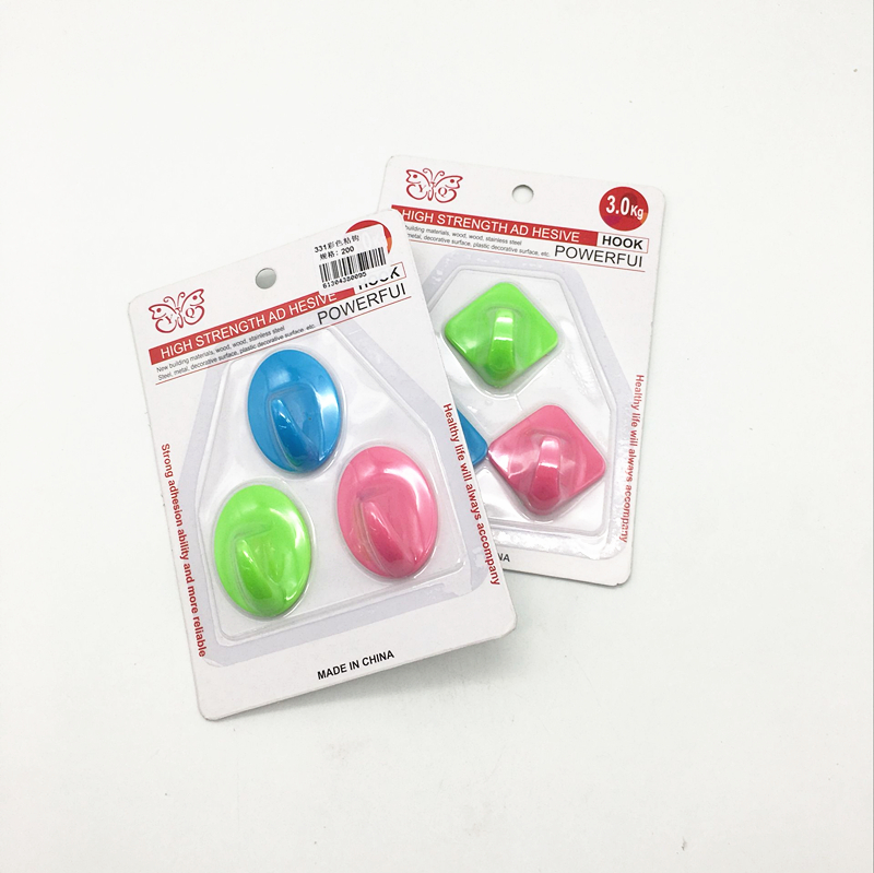Sunshine Department Store's 3 colorful adhesive hooks, strong and seamless plastic adhesive hooks, clothing hooks Specification image