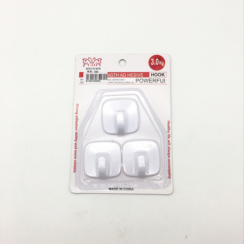 Sunshine Department Store's 3 pure white adhesive hooks, strong and seamless plastic adhesive hooks, clothing hooks Application Scenario