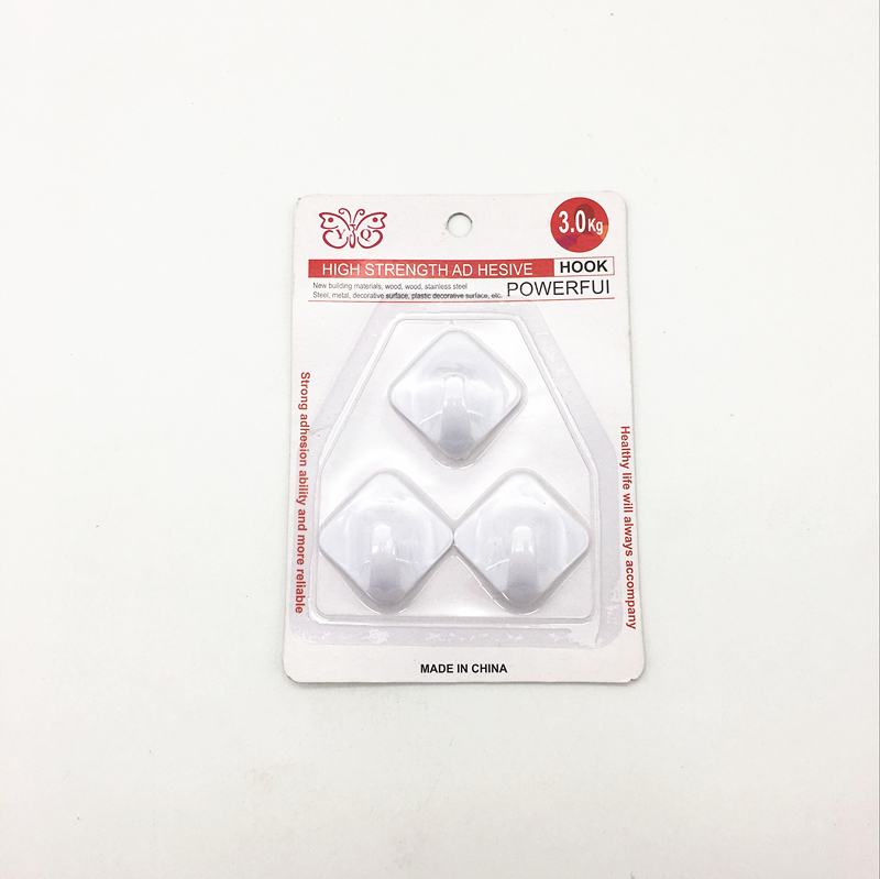 Sunshine Department Store's 3 pure white adhesive hooks, strong and seamless plastic adhesive hooks, clothing hooks