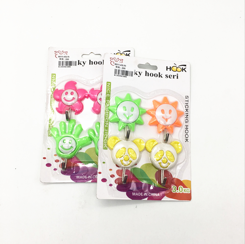 Sunshine Department Store Cartoon plastic Adhesive Hooks, 4 cartoon adhesive hooks, clothes hooks, kitchen, bedroom and living room adhesive hooks Application Scenario