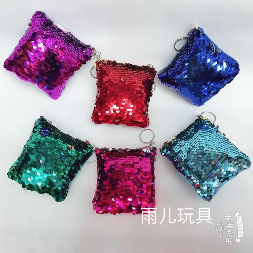 Plush pendant, square sequined pendant, cotton-filled keychain pendant