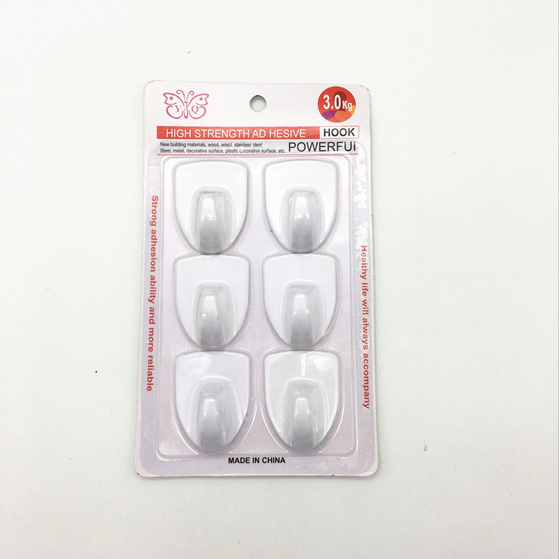 Sunshine Department Store's 6 pure white adhesive hooks, strong and seamless plastic adhesive hooks, clothing hooks Specification image