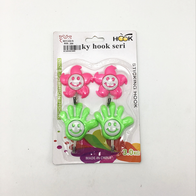 Sunshine Department Store Cartoon plastic Adhesive Hooks, 4 cartoon adhesive hooks, clothes hooks, kitchen, bedroom and living room adhesive hooks details Picture