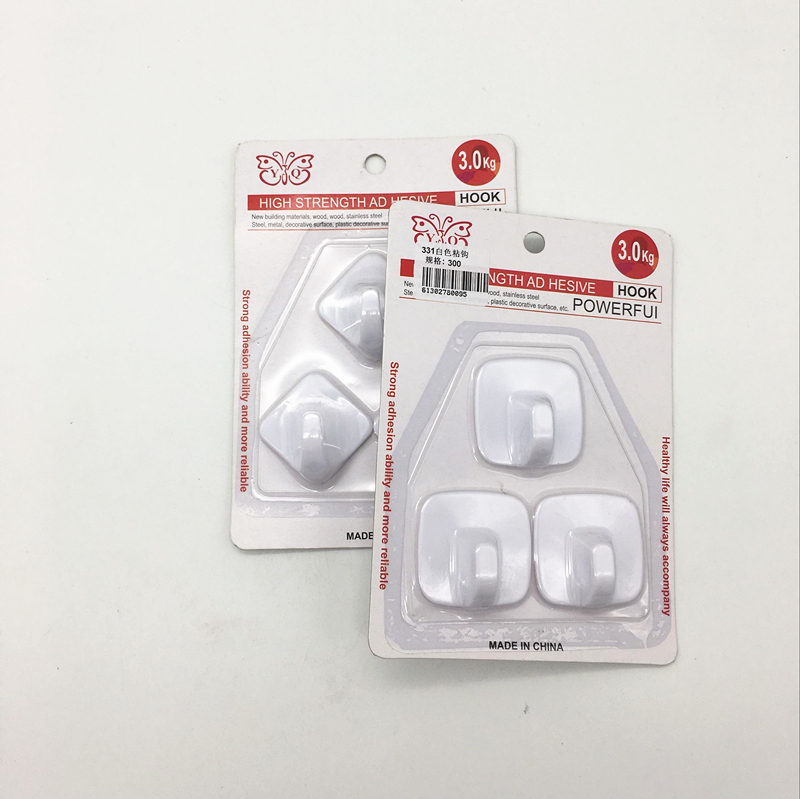 Sunshine Department Store's 3 pure white adhesive hooks, strong and seamless plastic adhesive hooks, clothing hooks Specification image