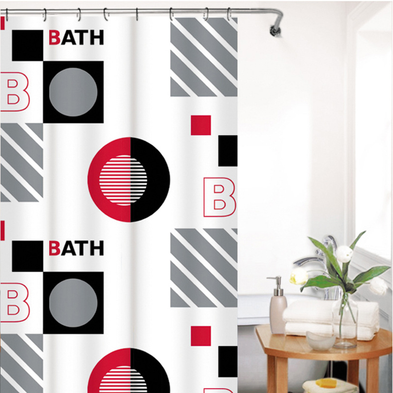 Shower curtain waterproof anti-mildew thickened hanging curtain bathroom partition curtain perforation-free door curtain bath curtain CT-085 thumbnail