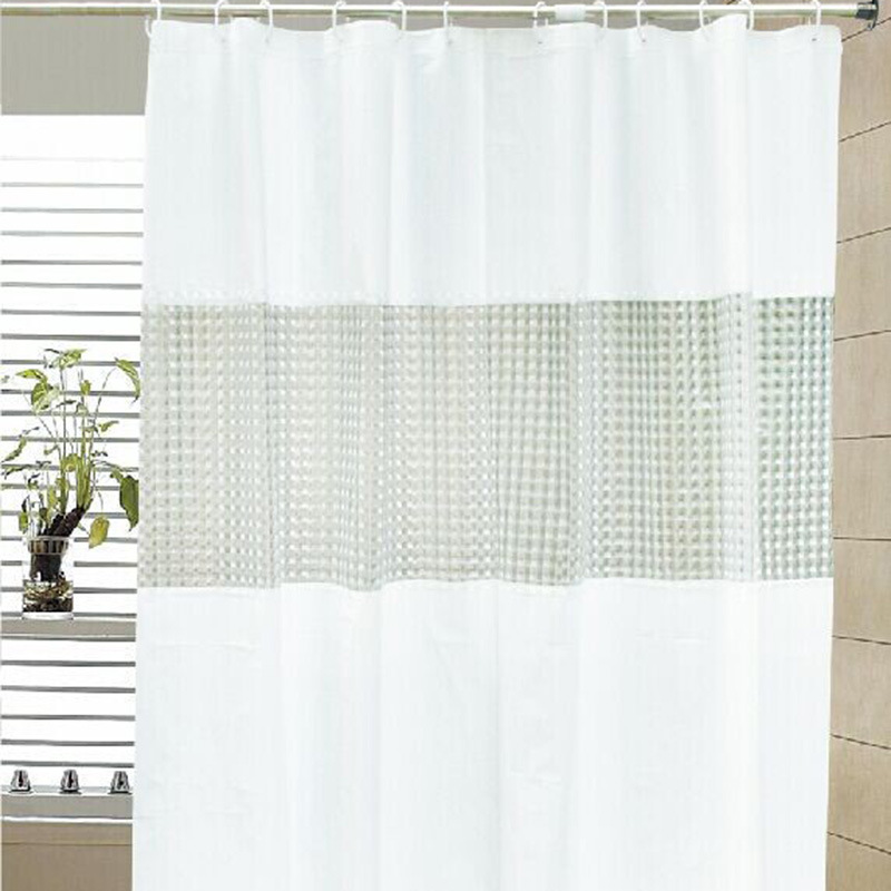 Shower curtain waterproof anti-mildew thickened hanging curtain bathroom partition curtain perforation-free door curtain bathing curtain A-110-3 thumbnail