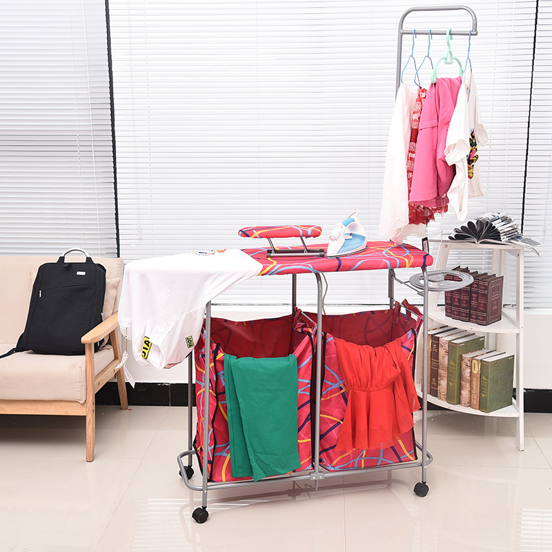 Creative Multi-Functional Ironing Board Home Folding Storage Basket Double Lattice Oxford Cloth Ironing Board Laundry Basket Wholesale Application Scenario