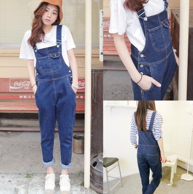Denim overalls, women's capri pants, loose, youthful and fresh for students, the same style as Harun on Instagram Application Scenario