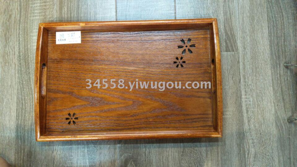 Solid wood tray with spiral hollowed-out cherry blossoms