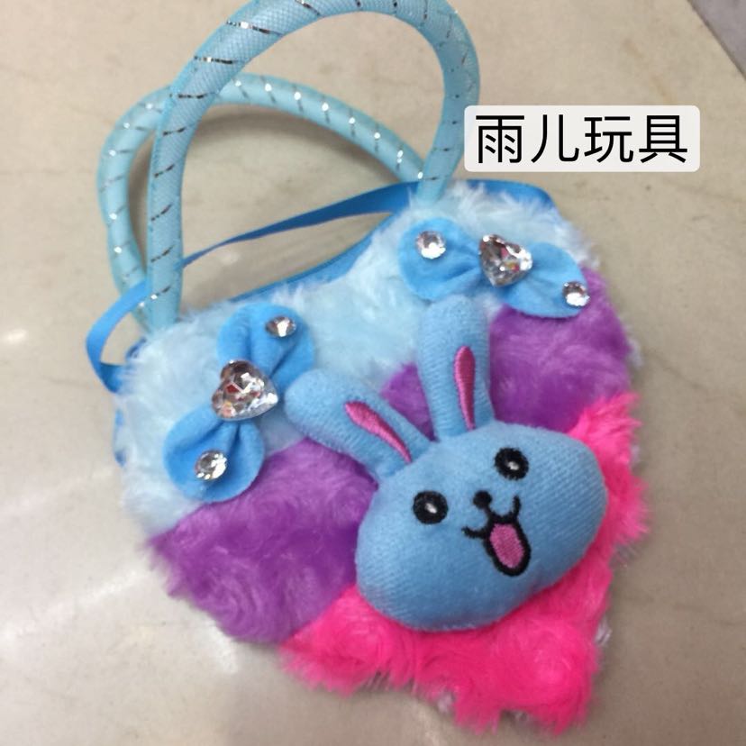 Plush toy bag, color-blocked shoulder bag, children's handbag, diamond small bag, foreign trade bag, wallet, cartoon cute backpack Specification drawing