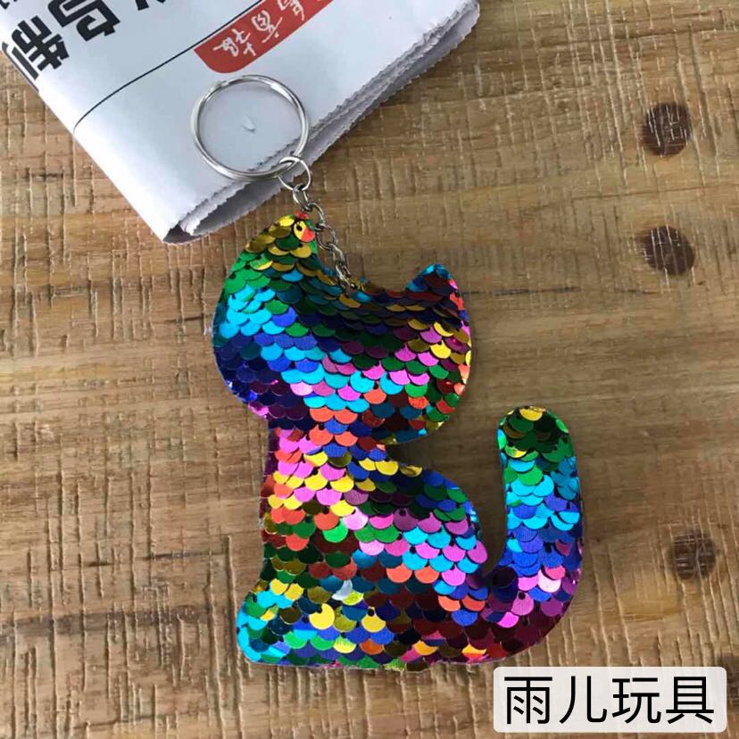 Ultrasonic sequin pendant, gumball box, plush keychain pendant, double-sided sequin keychain, kitten sequin pendant Specification drawing