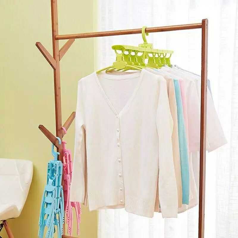 多功能伸缩塑料衣架可折叠旋转防滑晾衣架多层魔术挂衣架省空间