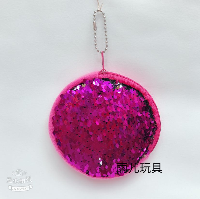 Sequined wallet, plush wallet, sequined coin purse, round sequined bag, 10cm sequined round wallet Specification image