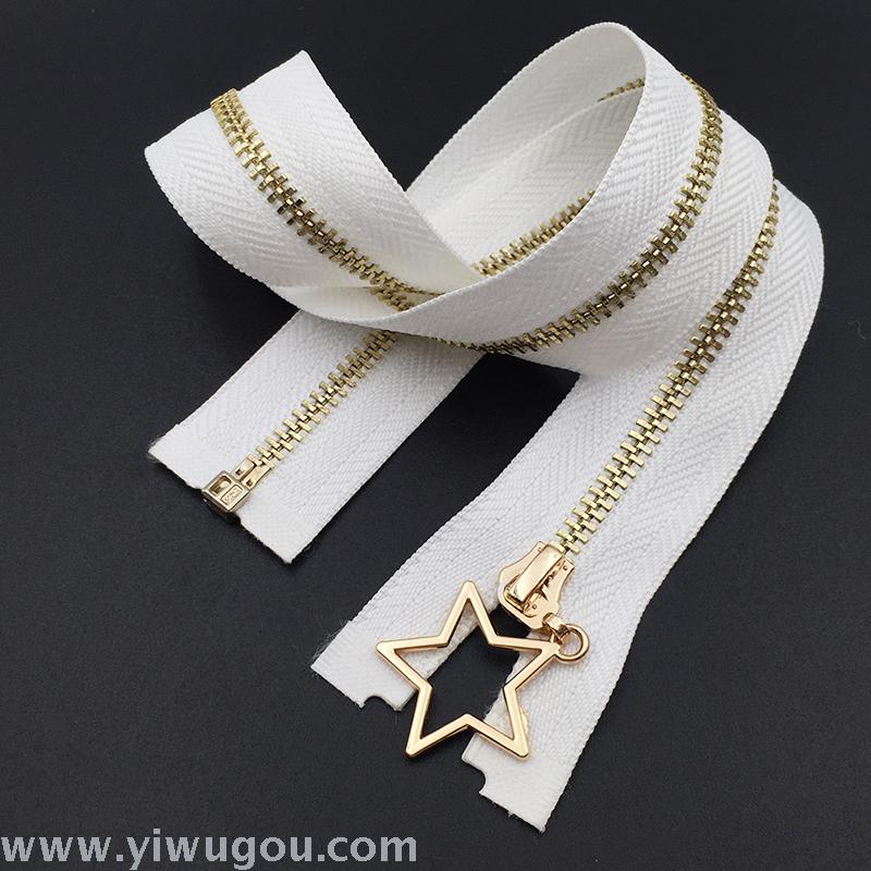 New high-grade 3 metal zipper pull head thin clothing cardigans open end closed end metal wedding zipper accessories thumbnail