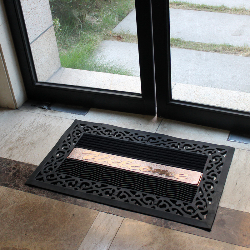 Rubber velvet floor MATS, villa door MATS, hollowed-out anti-slip footpads, entrance MATS for the foyer details Picture
