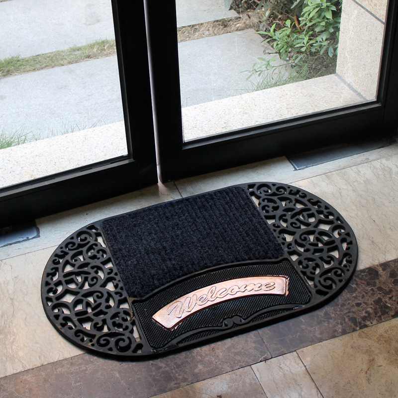 Rubber velvet floor MATS, villa door MATS, hollowed-out anti-slip footpads, entrance MATS for the foyer Specification image