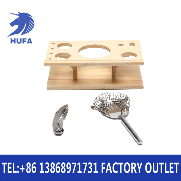 New wooden frame cocktail shaker set, bar cocktail mixing tool accessories, mutual distribution cocktail shaker Specification image