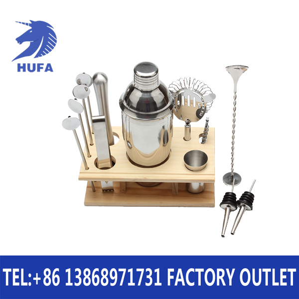 New wooden frame cocktail shaker set, bar cocktail mixing tool accessories, mutual distribution cocktail shaker