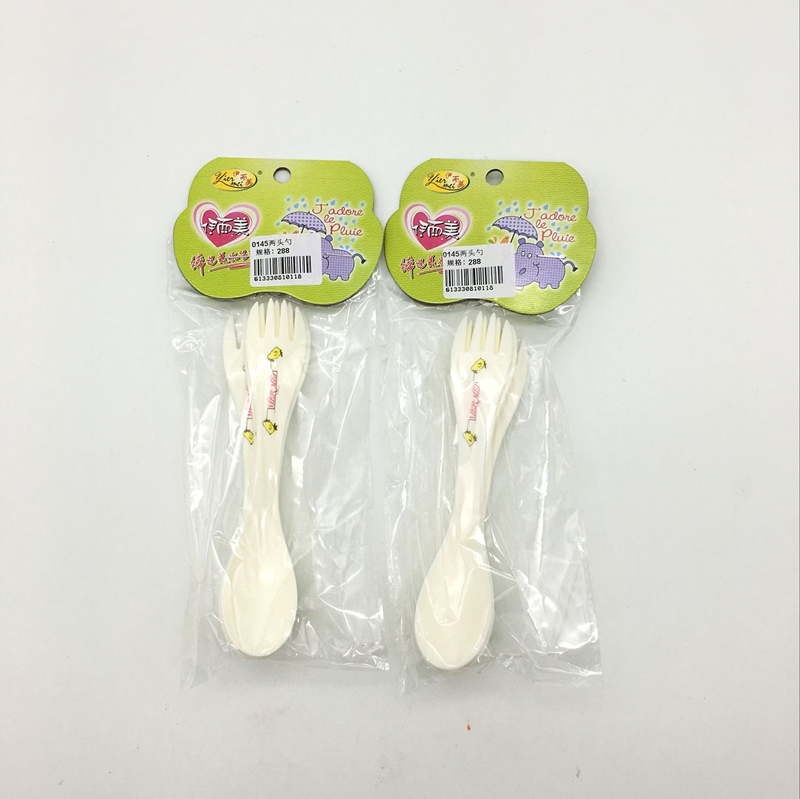 Sunshine Department Store Children's and baby complementary Food two-end spoon Cartoon double-purpose spoon Children's double-purpose spoon fork