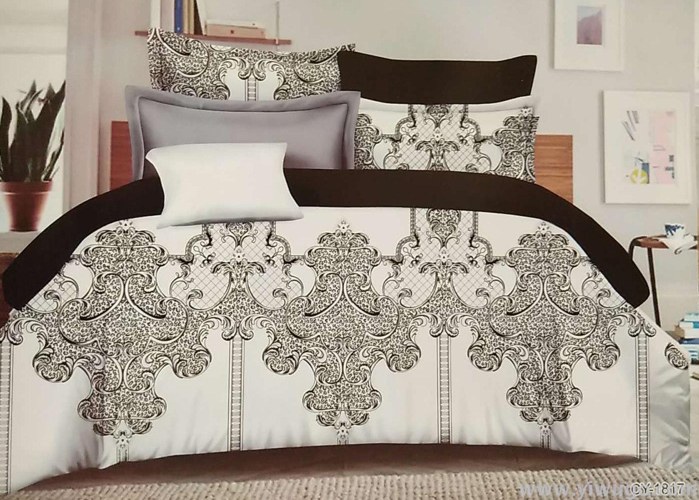 Xiusi Bedding, black and white four-piece and six-piece sets, simple European and American style, foreign trade, factory details Picture