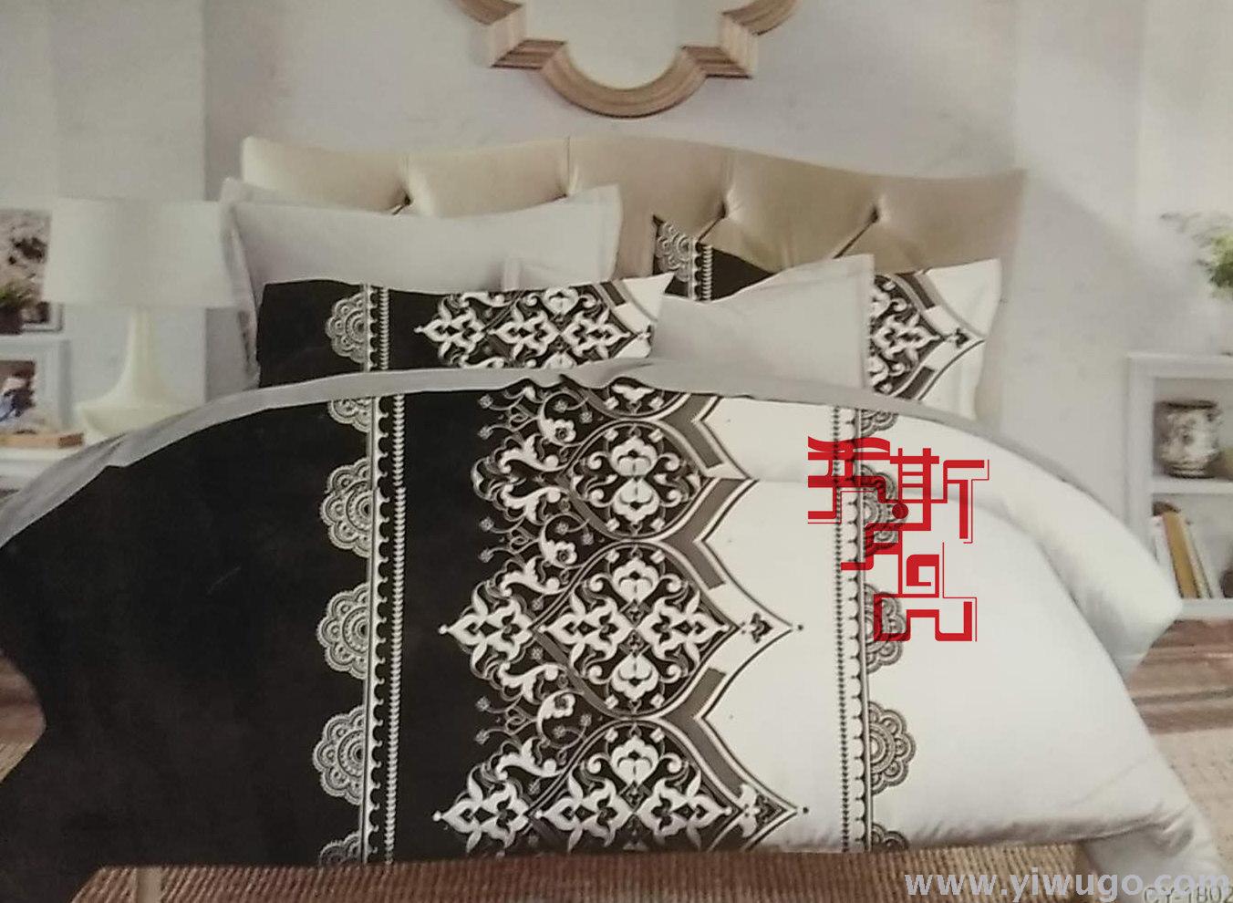Xiusi Bedding, black and white four-piece and six-piece sets, simple European and American style, foreign trade, factory Specification image