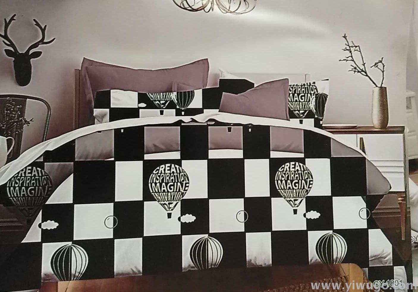 Xiusi Bedding, black and white four-piece and six-piece sets, simple European and American style, foreign trade, factory