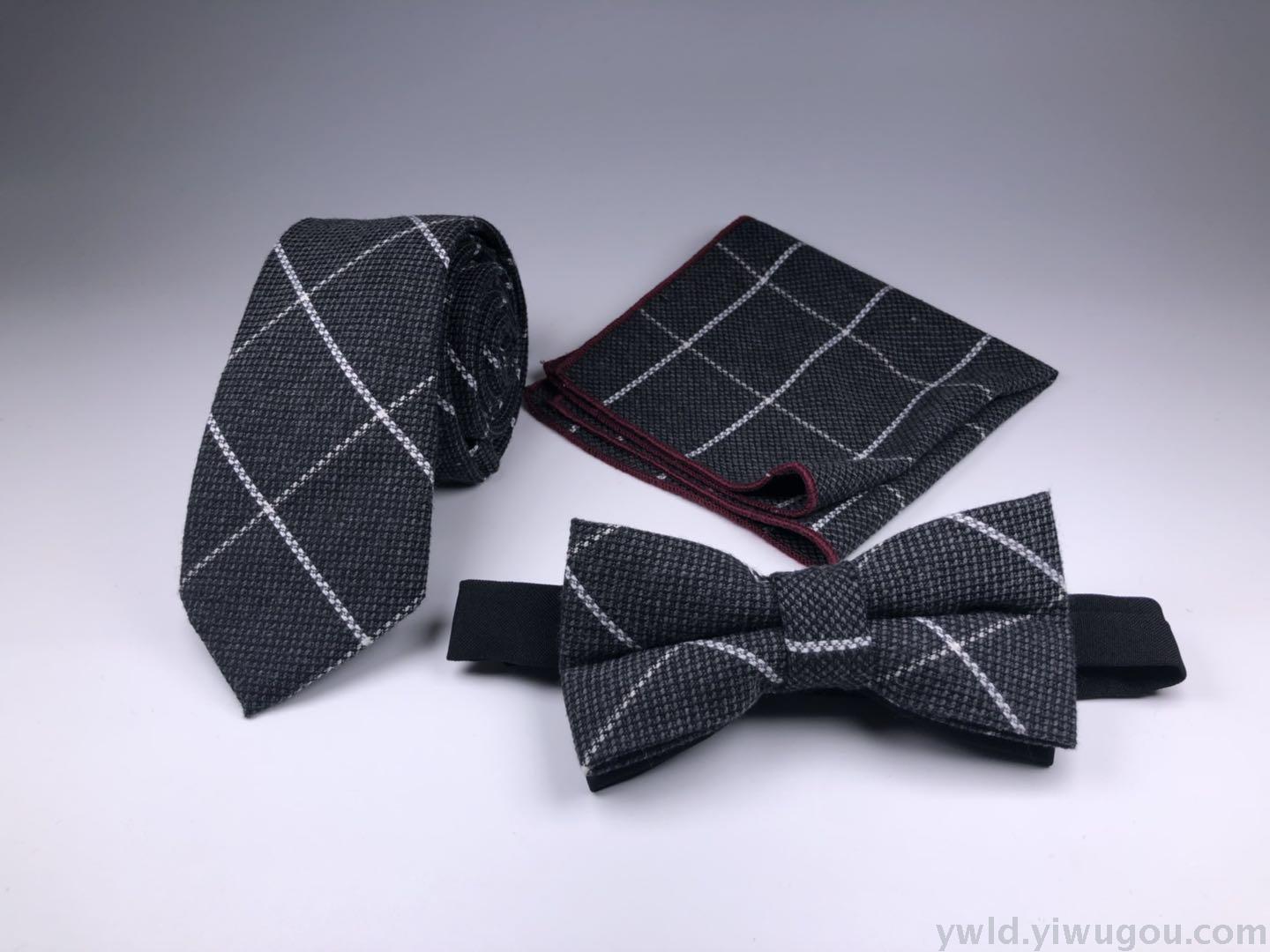 Order quantity: Men's woolen tie, bow tie, pocket square set Application Scenario