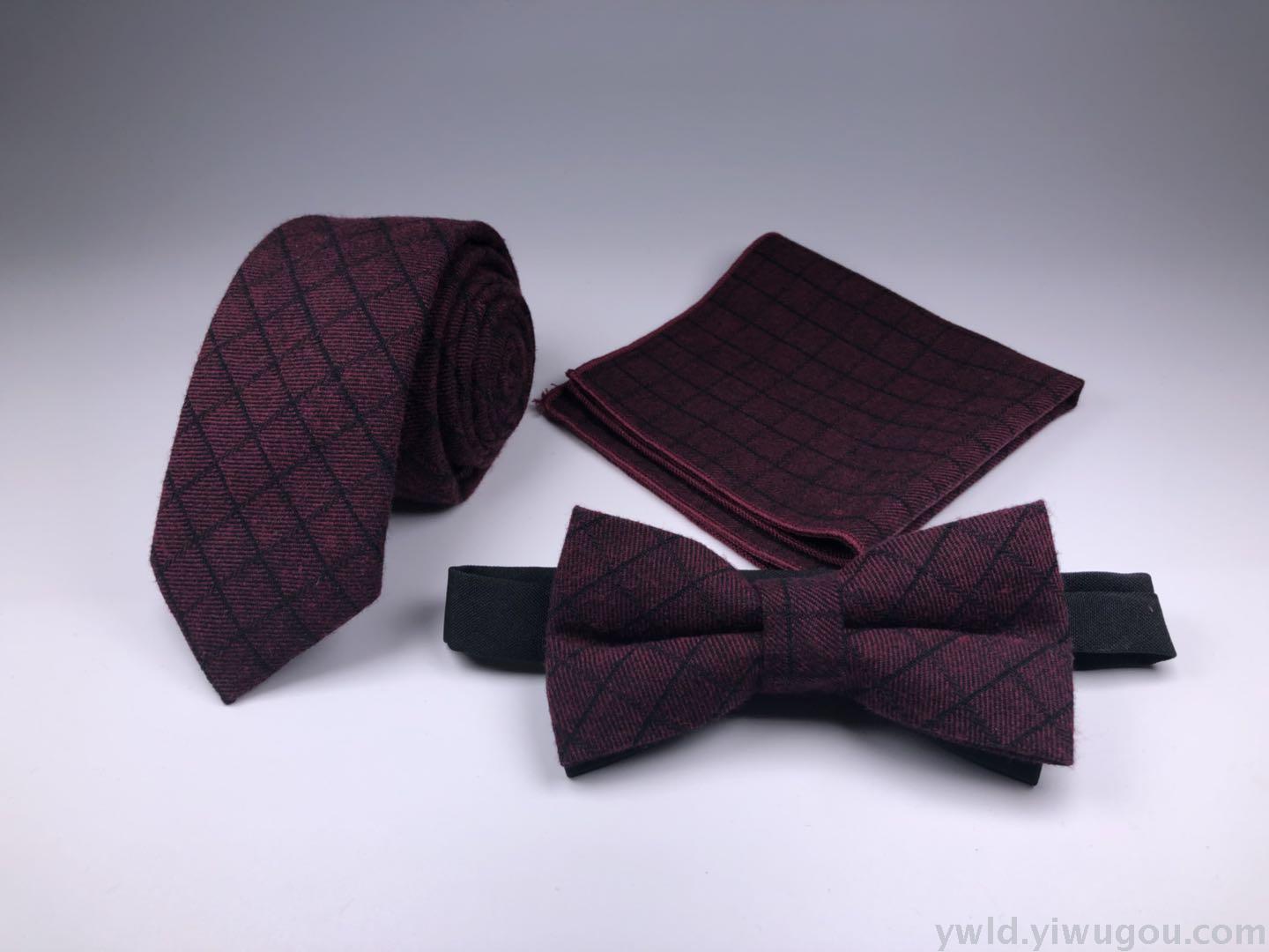 Order quantity: Men's woolen tie, bow tie, pocket square set details Picture