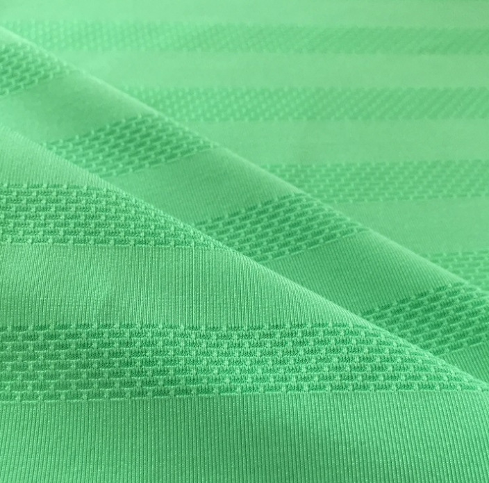 Polyester and ammonia horizontal stripe mesh jacquard fabric, single-sided knitted spring and summer sports T-shirt, tight-fitting clothing, underwear jacquard fabric Specification image