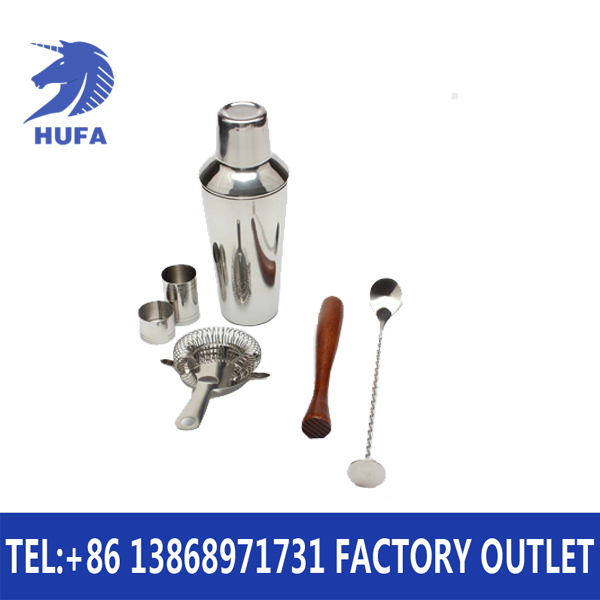 Six-piece cocktail shaker set, classic style cocktail mixing tools set, Shaker cup set details Picture