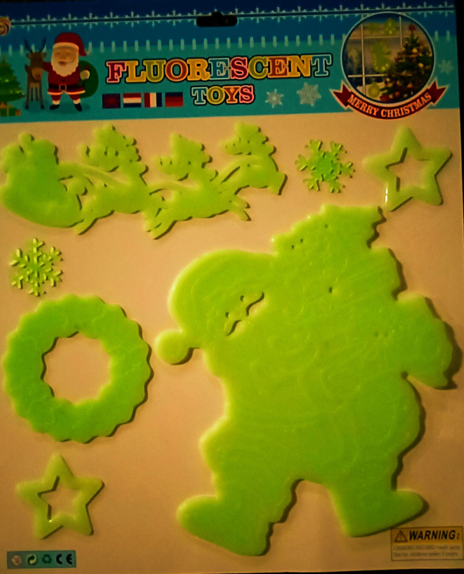Christmas pattern glow-in-the-dark stickers PP plastic stickers thumbnail