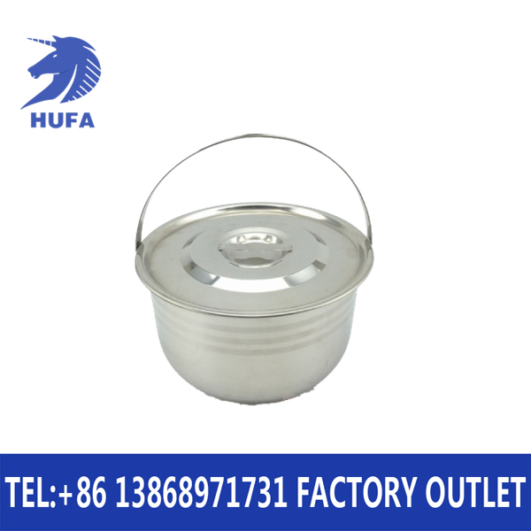 Stainless steel set pot, thickened single-bottom hand-held pot, double-layer cooking pot with lid, induction cooker pot