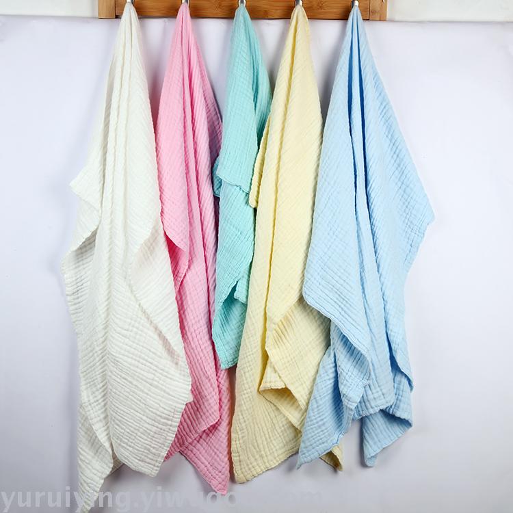 Factory direct sales of children's quilts, bubble gauze, baby bath towels, plain baby color, cartoon 6-layer blanket for newborns