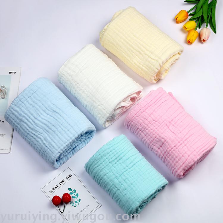 Factory direct sales of children's quilts, bubble gauze, baby bath towels, plain baby color, cartoon 6-layer blanket for newborns details Picture