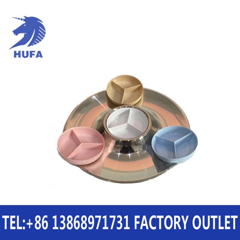 Stainless steel multi-purpose platter, finely polished non-magnetic round mirror plate, gold-plated European-style dinner plate