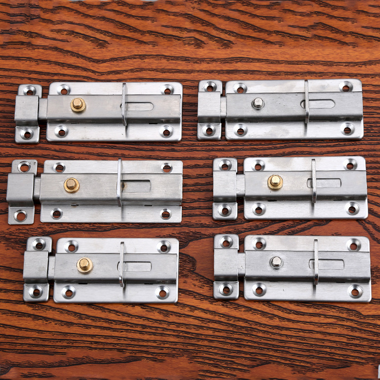 Wholesale stainless steel anti-theft latch with button spring latch lock, home door and window hardware, safety bedroom door bolt