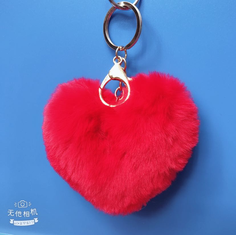 Plush toy Valentine's Day pendant, plush pendant, fur ball heart pendant, plush heart keychain details Picture