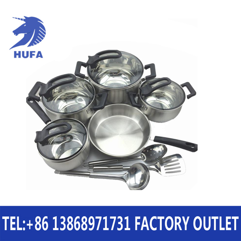 Stainless steel 12-piece set pot/outlet pot, arc-shaped pot, double-bottom pot, set pot, soup pot Application Scenario
