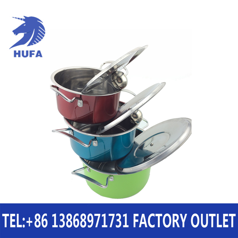 Color three-piece right-angle pot set 16/18/20cm double steel ear soup pot set Application Scenario