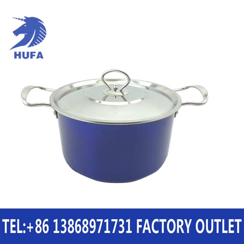 Stainless steel color right-angle set pot, dazzling straight soup pot, five-piece set, five-color soup pot details Picture