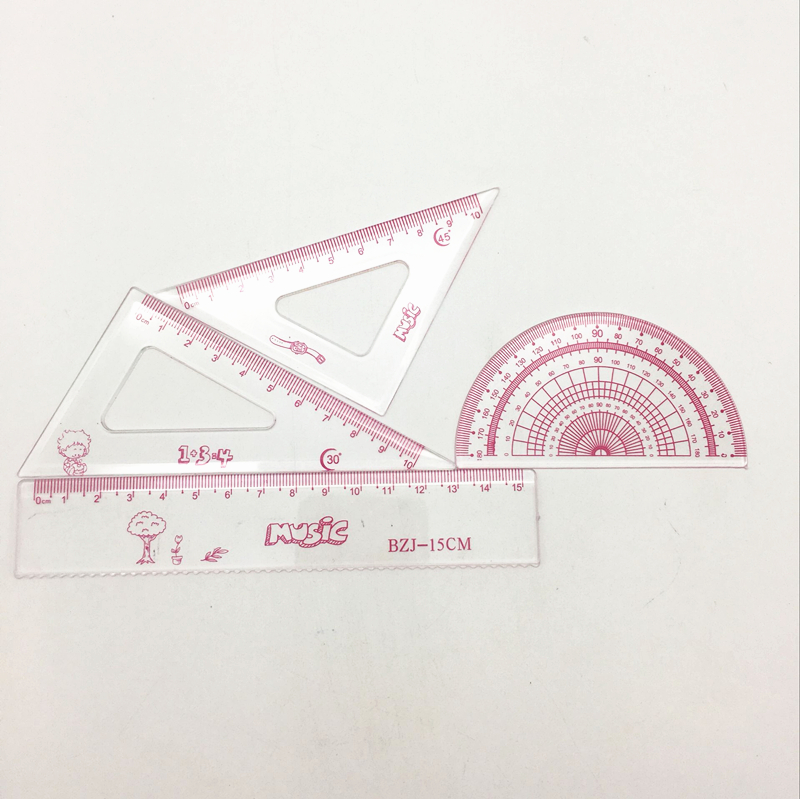 Sunshine Department Store Student bagged set of measuring ruler, straight ruler + set square + protractor 4-piece student measuring ruler set Application Scenario