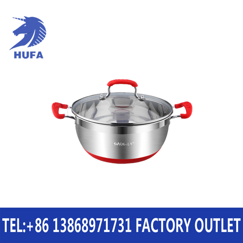 26CM stainless steel silicone base soup pot, gas induction cooker pot, double-ear porridge pot, boiling water pot, soup pot, small stew pot