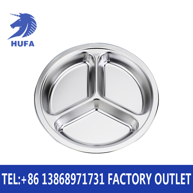 Circular compartment-shaped rice plates, three-compartment, four-compartment and five-compartment fast food plates for student canteens